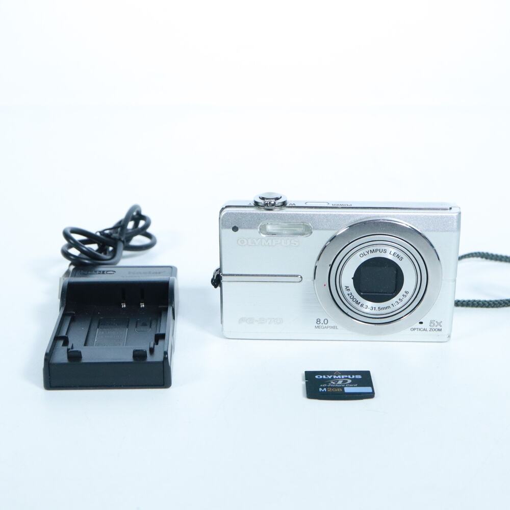 Olympus FE-370 8.0MP Digital Camera Bundle w/ Charger and Memory Card